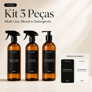 Kit Cozinha 3 Peças — Multi-uso + Álcool + Detergente